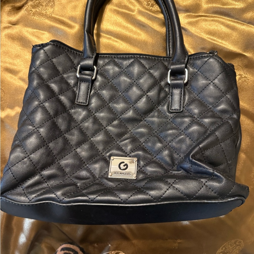 Vintage guess leather Black Quilted Satchel